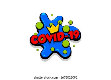 Bacterias del Coronavirus cómico texto caricatura de burbuja del habla. Covid-19 protege el vector de afiches de dibujos animados. Proteger la pandemia del virus de la corona. Vector de libro de historietas.