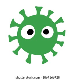 Coronavirus Bacteria. Cute covid-19 icon character for kids. Isolated Vector Icon cartoon flat illustrator. Infection.