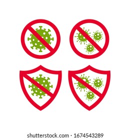 Coronavirus Bacteria Icon, 2019-nCoV Coronavirus Bacteria icon. Coronavirus outbreak Stop virus. Isolated vector icon of virus on white background for poster, banner, flyer.