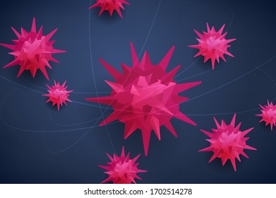 Coronavirus Bacteria polygonal Icon, 2019-nCoV. Stop Coronavirus Concept. Dangerous Pandemic 2019-nCoV icon, Wuhan. Vector illustration