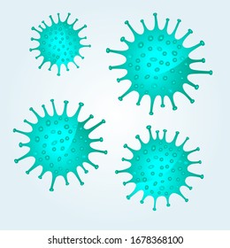 Coronavirus Bacteria Vector Icon Set. Covid-2019 dangerous China Virus Pandemy. 