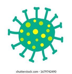 coronavirus, bacteria, virus cell funny  flat vector illustration