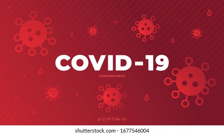 Coronavirus bacterias. Coronavirus COVID-19 virus background. Bacterias on red background.