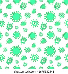 Coronavirus bacterias seamless pattern on white background vector illustration. Medical concept with dangerous cells. Health risk disease.