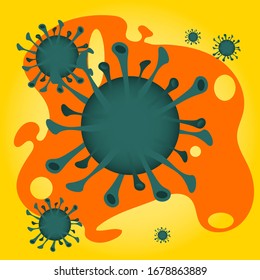 Coronavirus bacterium. Covid-19. Vector illustrtion with bright background. 