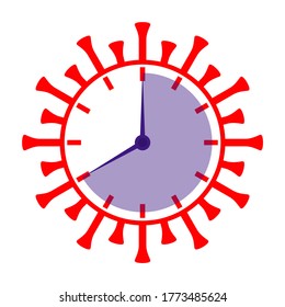 Coronavirus bacterium and time. The concept of the course of the disease and symptoms. Vector illustration.