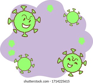 Coronavirus bad bacteria vector frame illustration (with face)