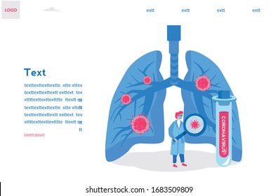 Coronavirus banner for awareness & alert against disease spread, symptoms or precautions.  Vector illustration for web banner, infographics, mobile. Covid-19. Human lungs. Disease, coronaviruses 