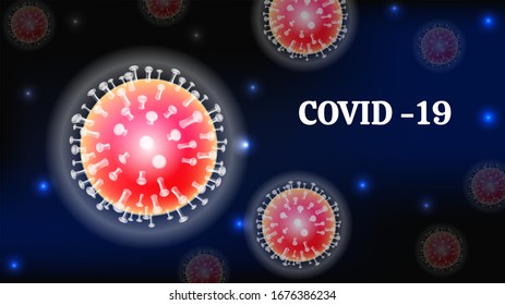 Coronavirus-Banner, gefährlicher Covid-19. Vorbeugung gegen Infektionen. Virenillustration