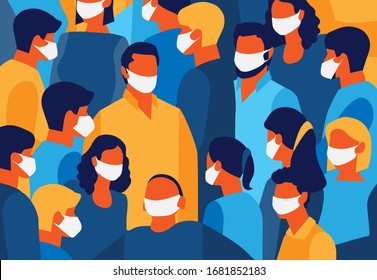 Coronavirus banner for hospitals, medical facilities. 
People in white medical face mask.
COVID-19 Poster for World Health organization, SEO, Web Design 
and Digital Marketing. Vector illustration