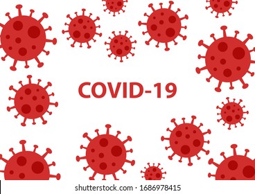 Coronavirus banner. Inscription COVID-19 with molecules on white background. Vector illustration