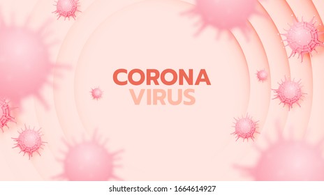 Coronavirus banner in paper art style and pastel scheme vector illustration