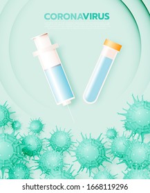 Coronavirus banner in paper art style and pastel scheme vector illustration