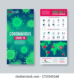 Coronavirus banner set with infographic elements. Novel coronavirus 2019-nCoV design.  Vector illustration.