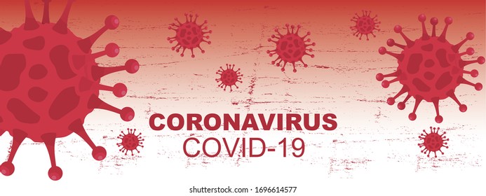 plantilla de banderín coronavirus con fondo rojo