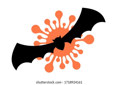 Coronavirus and bat icon isolated on white background. Vector illustration.