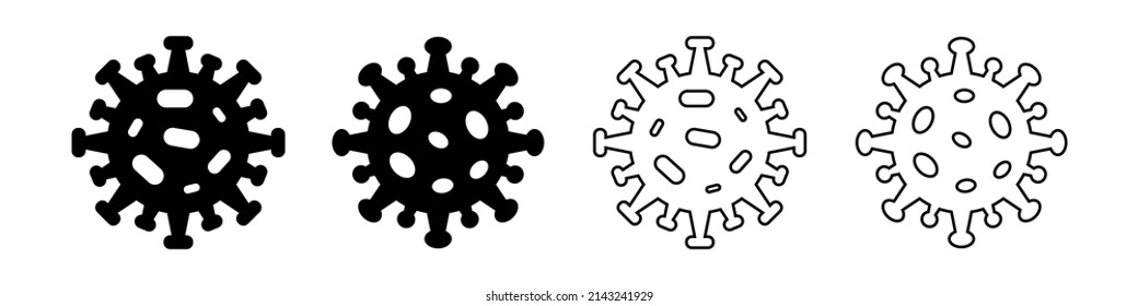 Coronavirus black icons. Covid-19 icons set. Vector clipart isolated on white background.