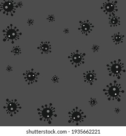 Coronavirus Black Virus Grey Test Dark Medicine Illustration. Healthcare Science Danger Sign White Epidemic Quarantine Background. Sick Calm Covid-19 Pandemic Monochrome Hospital Wallpaper.