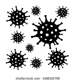 coronavirus black and white isolated on white background collection