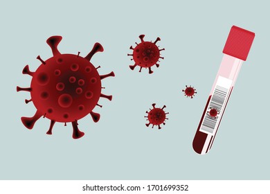 Coronavirus Blood test tubes. Vector illustration.