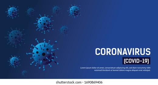 Coronavirus Blue background. Coronavirus disease COVID-19 infection medical illustration. New official name for Coronavirus disease named COVID-19, pandemic risk background