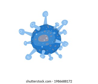 coronavirus is blue, round in shape with spots.