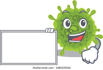 coronavirus with board cartoon mascot design style