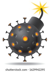 Coronavirus Bomb. Microscope realistic virus. EPS10. Vector illustration. 
