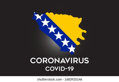 CoronaVirus in Bosnia and Herzegovina and Country flag inside Country border Map Vector Design. Covid-19 with Bosnia and Herzegovina map with national flag Vector Illustration.