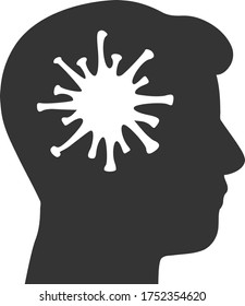 Ilustración vectorial del Cerebro Coronavirus. Una ilustración plana de diseño icónico de Coronavirus Brain sobre un fondo blanco.