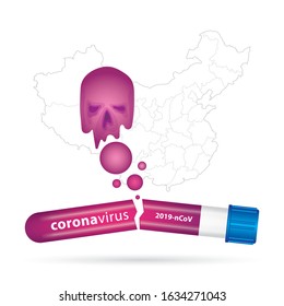 Coronavirus. 2019–nCoV.  Broken medical virus test tube and deadly epidemic concept vector illustration. Part of set. 