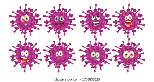 coronavirus cartoon characters design with expression. you can use for stickers, pins, mascot or patches