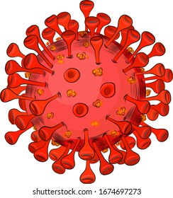 coronavirus cartoon disease red pneumonia symbol icon print vector illustration 