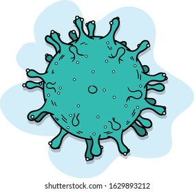 Coronavirus cartoon doodle illustration isolated on a blue background