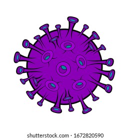 Coronavirus cartoon illustration isolated on white background. Cov Dangerous Cell .Chinese Epidemic Virus Disease Cartoon Flat Vector Illustration, 