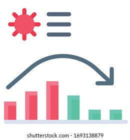 Coronavirus case charts vector illustration, flat design icon
