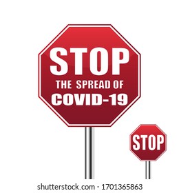 Coronavirus - señalización de carretera de precaución. Advertencia sobre el brote de Coronavirus. Peligro COVID-19 y enfermedad de riesgo para la salud pública. Pandemia. Ilustración del vector