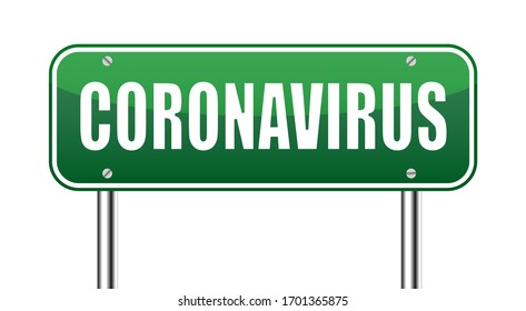 Coronavirus - caution road Sign. Warning about Coronavirus outbreak. Pandemic. Vector illustration