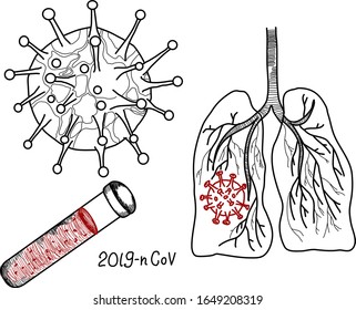 Coronavirus cell, 2019-nCoV. China pathogen respiratory coronavirus 2019-nCoV in a world, Dangerous chinese nCoV coronavirus