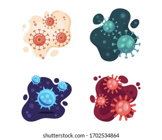 Coronavirus Cell Background Illustration Set Vector