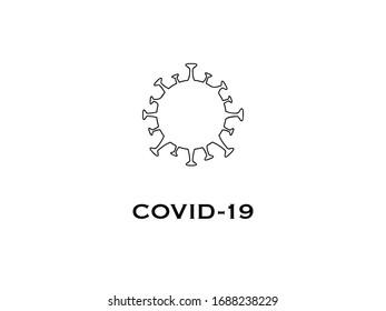 Coronavirus célula COVID-19 icono vectorial trazo negro aislado en fondo blanco peligroso bacterias de la gripe china 2019-nCoV 
