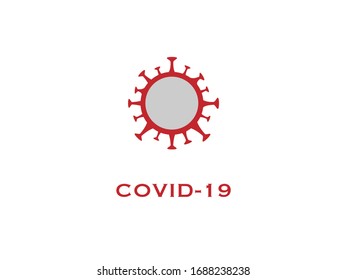 Coronavirus cell COVID-19 vector icon logo red grey isolated on white background dangerous Chinese flu bacteria 2019-nCoV 