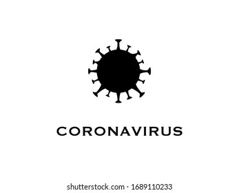Coronavirus cell COVID-19 vector icon logo black isolated on white background dangerous Chinese flu bacteria 2019-nCoV 