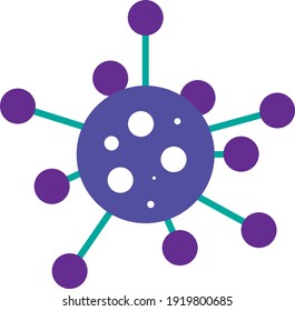 Coronavirus Cell Icon, 2019-nCoV, Covid-2019, Covid-19 Novel Coronavirus. No Infection and Stop Coronavirus Concepts. Dangerous Coronavirus Cell in China, Wuhan. Isolated Vector Icon