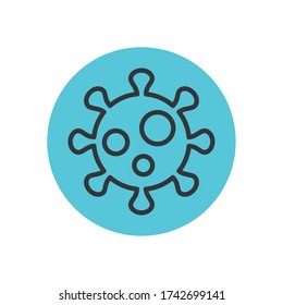 coronavirus cell icon over white background, block line style, vector illustration