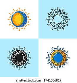 Icono de celda de Coronavirus establecido en estilo plano y de línea. Covid 19 colección de símbolos de virus. Ilustración vectorial.