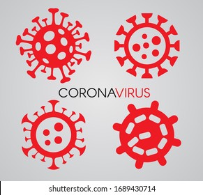 Coronavirus Cell Icon set. Virus icon on grey background. 