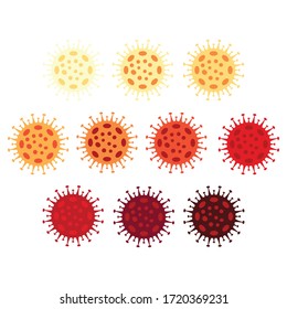 Coronavirus cell icon in yellow to red colour. 2019-nCoV Novel Coronavirus Bacteria. Covid-19 virus. Wuhan virus. Isolated Vector Icon. Stop coronavirus. 