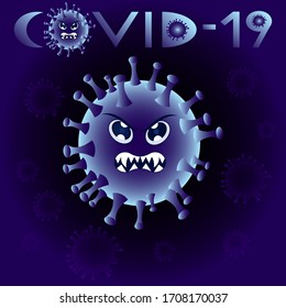 A coronavirus cell on a purple-black background