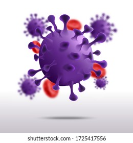 Estructura celular de coronavirus con glóbulos rojos.  Ilustración del vector Covid-19